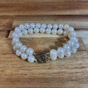 Akoya Japanese Saltwater Pearl Bracelet Double Strand Vintage